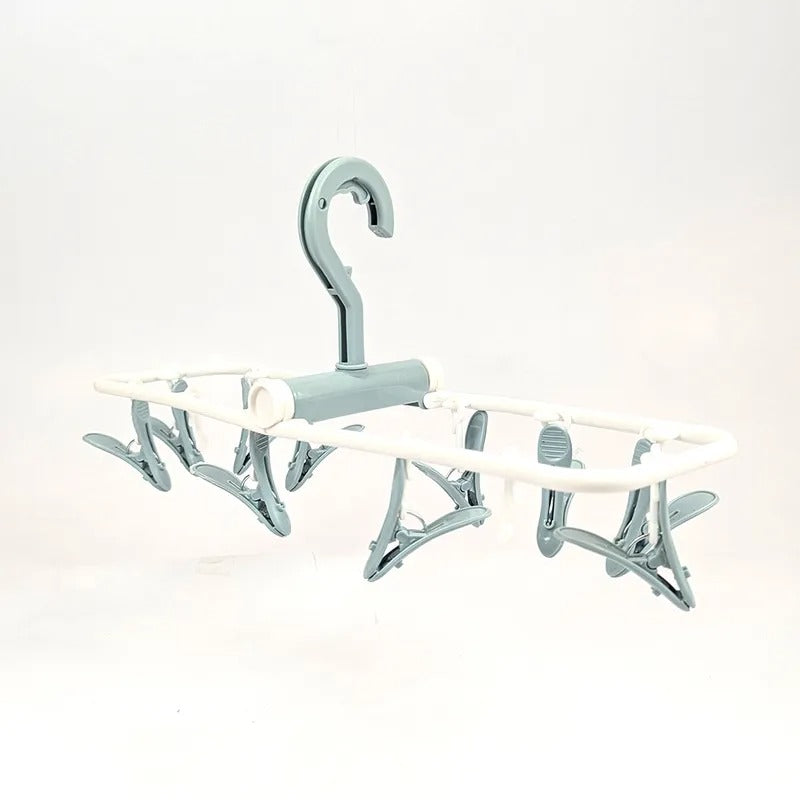 Smart Foldable Baby Laundry Hanger 10 Heavy Duty Clips Durable Grey