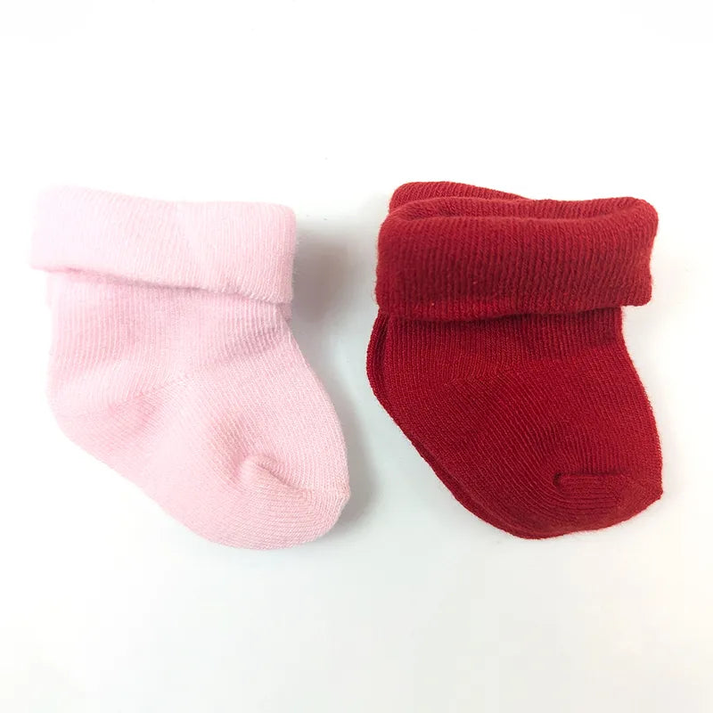 SOFT COTTON BABY SOCKS PACK OF 2 (BABY PINK & RED)(0-3M)