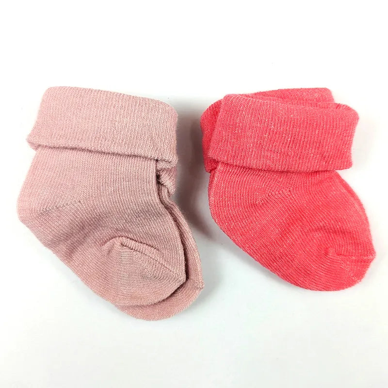 SOFT COTTON BABY SOCKS PACK OF 2 (PINK & PEACH)(0-3M)