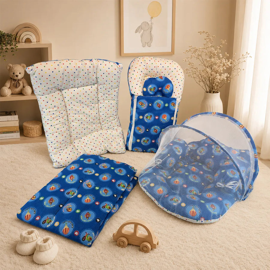 SOHNI MOHNI 8PCS BEDSET PRINTED DARK BLUE