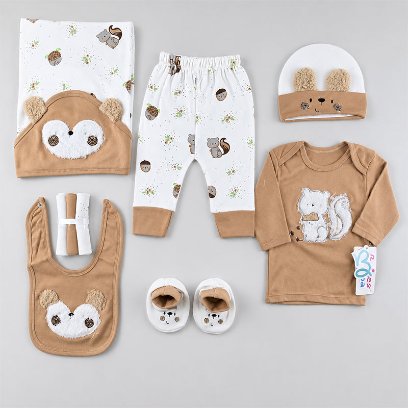 STARTER SET 10 PIECES BABY NEW BORN ESSENTIALS SQUIRREL THEM BROWN COLOUR  - image 2