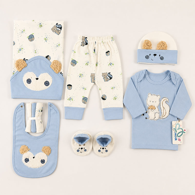 STARTER SET 10 PIECES BABY NEW BORN ESSENTIALS SQUIRREL THEM SKY BLUE COLOUR  - image 2