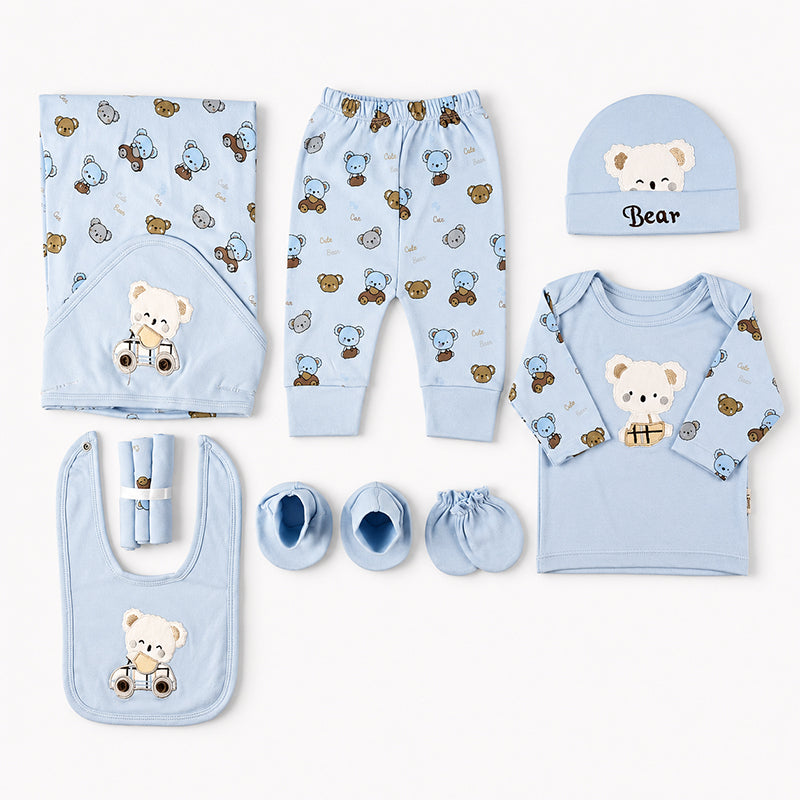 STARTER SET 11 PIECES BABY NEW BORN ESSENTIALS CAR BEAR THEM SKY BLUE  - image 2