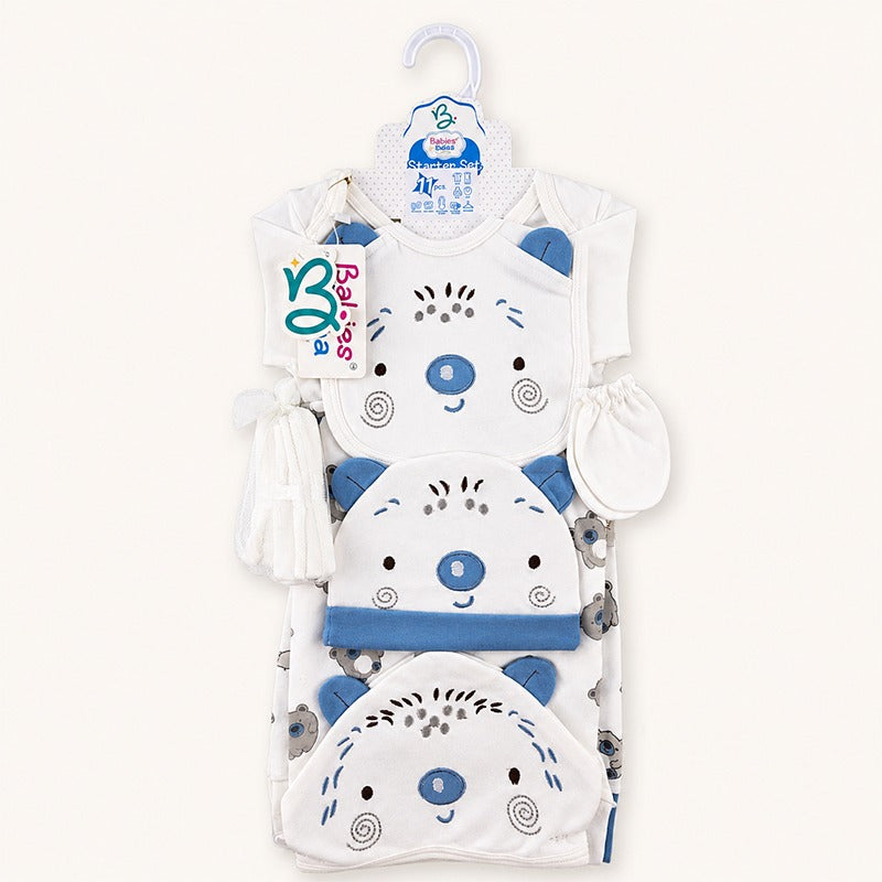 Starter Set 11 Pieces Baby New Born Essentials Kuala Print Blue Colour