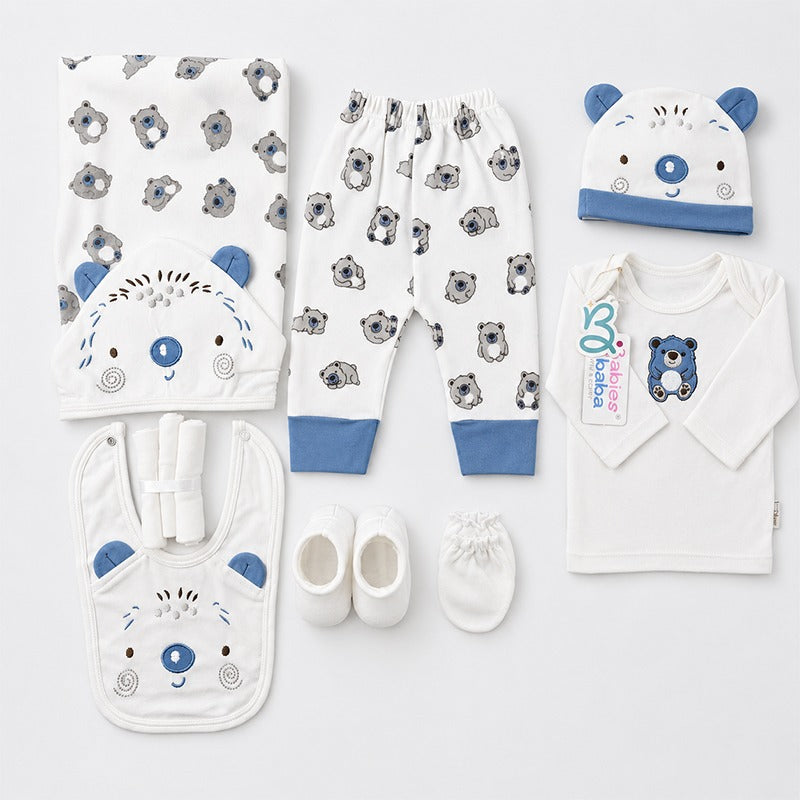 Starter Set 11 Pieces Baby New Born Essentials Kuala Print Blue Colour – additional product view 2 of 2