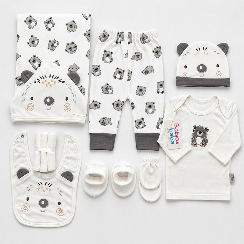 Starter Set 11 Pieces Baby New Born Essentials Kuala Print Grey Colour – additional product view 2 of 2