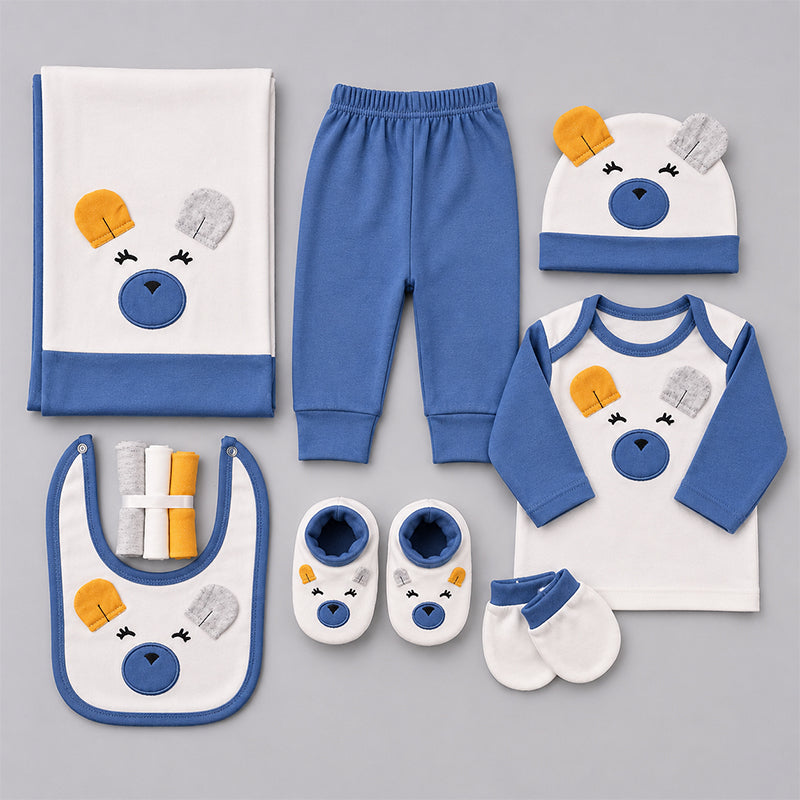 STARTER SET 11 PIECES BABY NEW BORN ESSENTIALS MULTI COLOUR EARS BLUE - image 2
