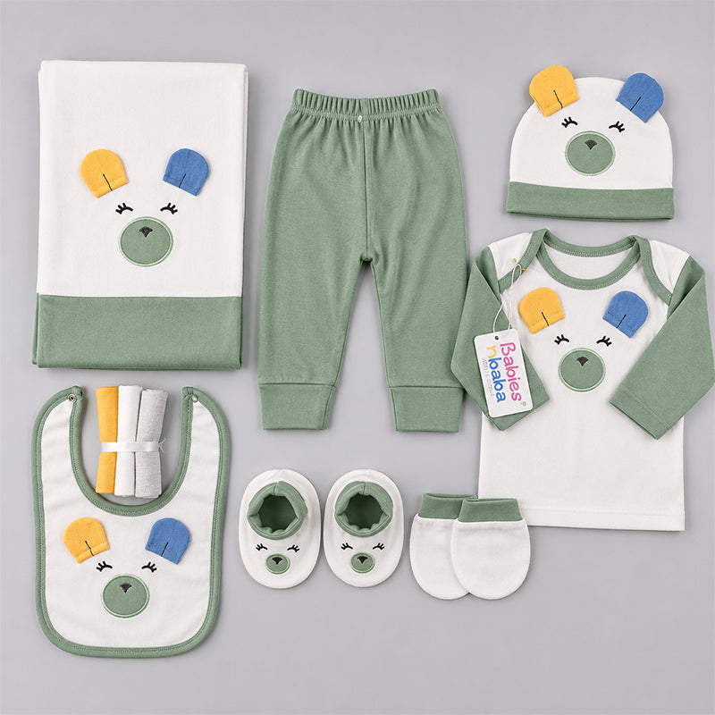 STARTER SET 11 PIECES BABY NEW BORN ESSENTIALS MULTI COLOUR EARS GREEN - image 2