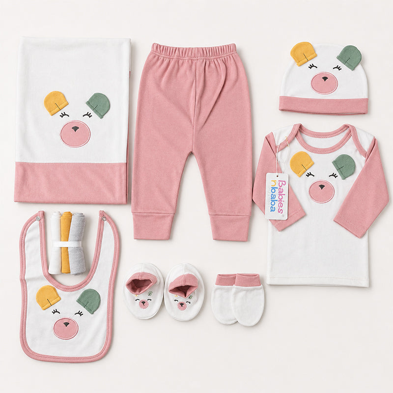 STARTER SET 11 PIECES BABY NEW BORN ESSENTIALS MULTI COLOUR EARS PINK   - image 2