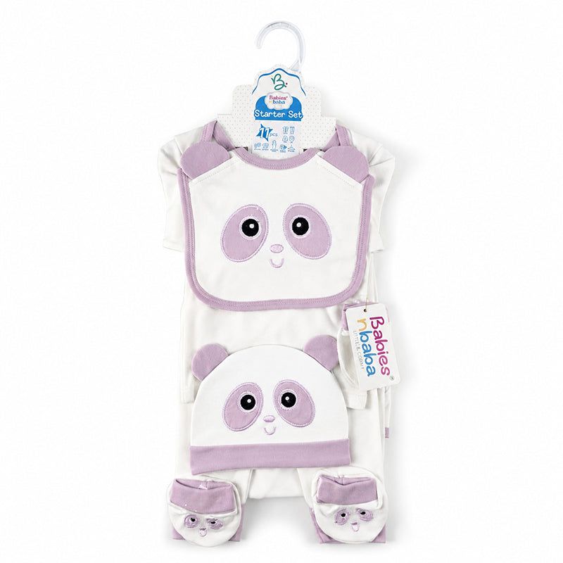 STARTER SET 11 PIECES BABY NEW BORN ESSENTIALS PANDA THEM LIGHT PURPLE