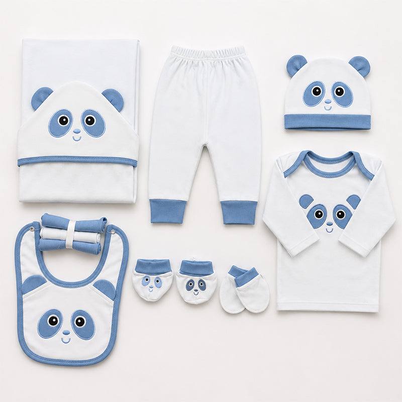 STARTER SET 11 PIECES BABY NEW BORN ESSENTIALS PANDA THEM SKY BLUE COLOUR  - image 2