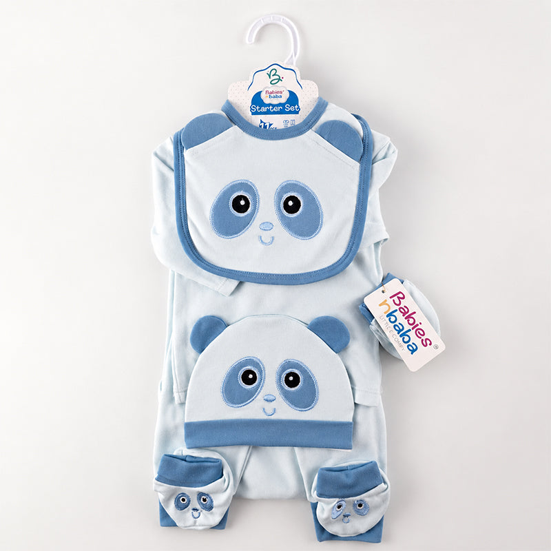 STARTER SET 11 PIECES BABY NEW BORN ESSENTIALS PANDA THEM SKY BLUE COLOUR 