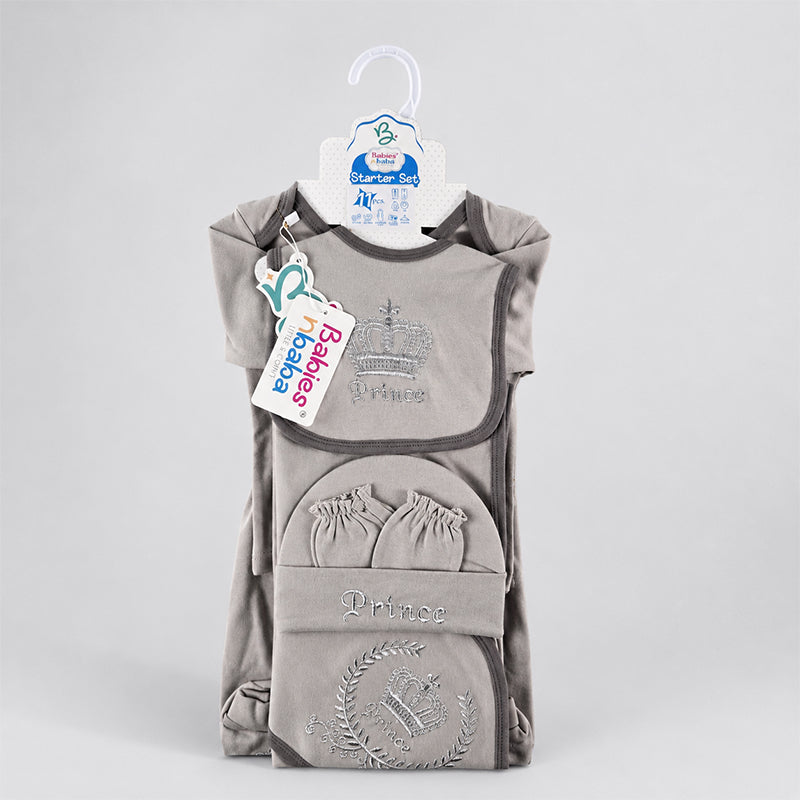 STARTER SET 11 PIECES BABY NEW BORN ESSENTIALS PRINCE THEM GREY COLOUR 