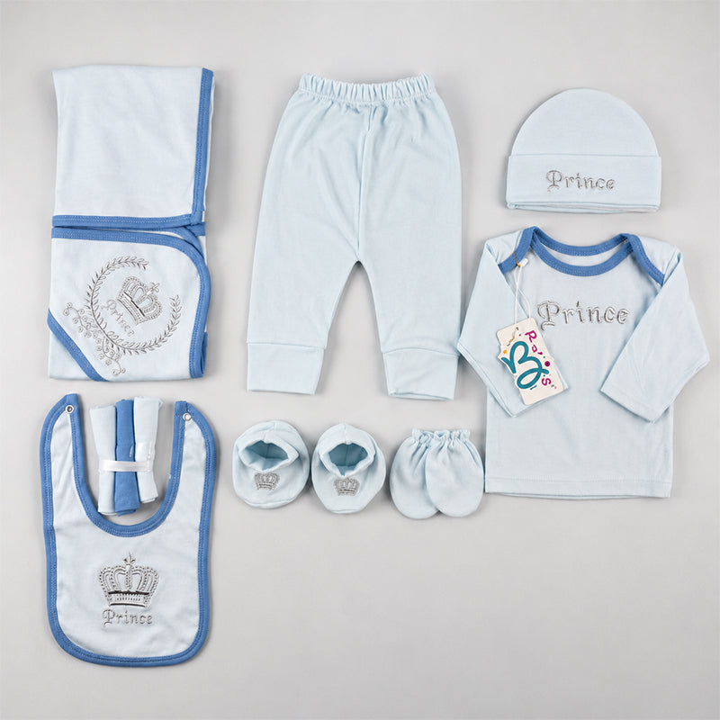 STARTER SET 11 PIECES BABY NEW BORN ESSENTIALS PRINCE THEM SKY BLUE COLOUR  - image 2