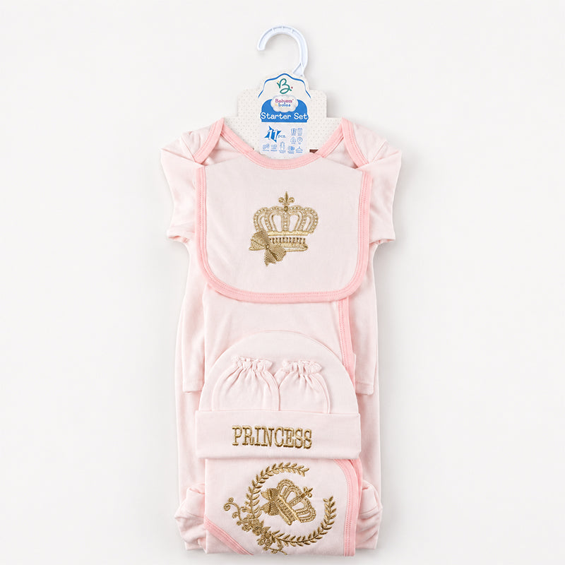 STARTER SET 11 PIECES BABY NEW BORN ESSENTIALS PRINCESS THEM BABY PINK COLOUR 