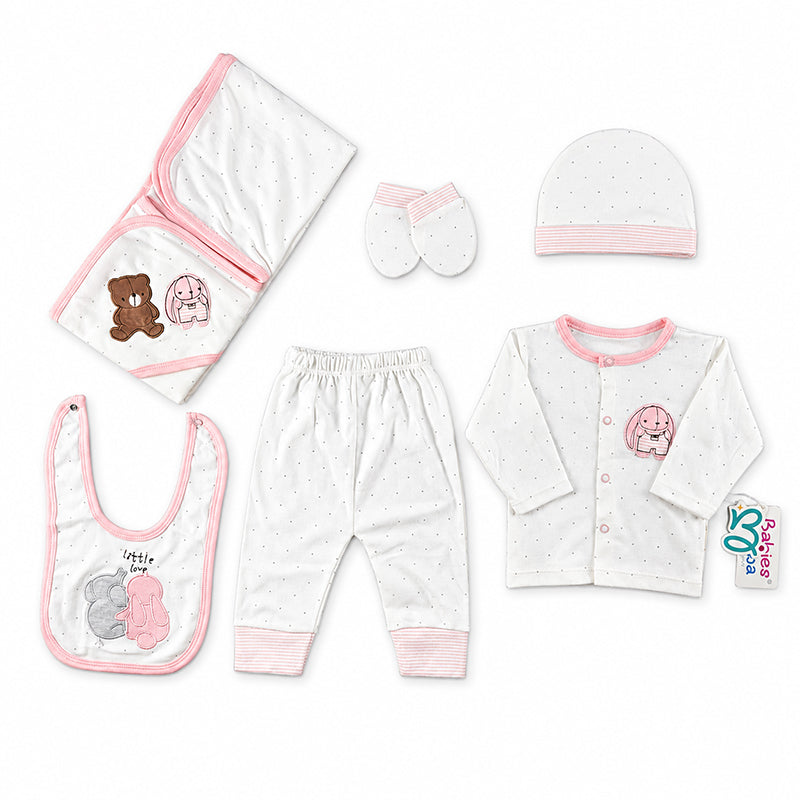 STARTER SET 7 PIECES BABY NEW BORN ESSENTIALS LITTLE LOVE THEM BABY PINK COLOUR  - image 2