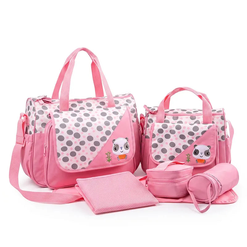 SUN BABY BAG 4 PCS POLKA DOT PRINT CUTE PINK GREY