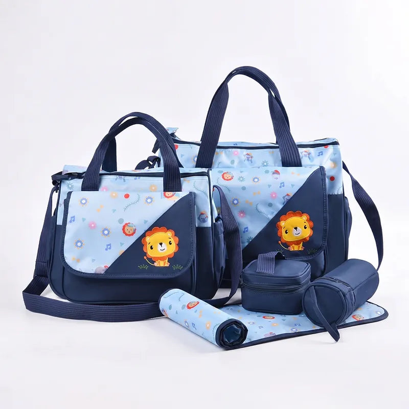SUN BABY BAG 4PCS ZIG ZAG SAFARI PRINT NAVY BLUE