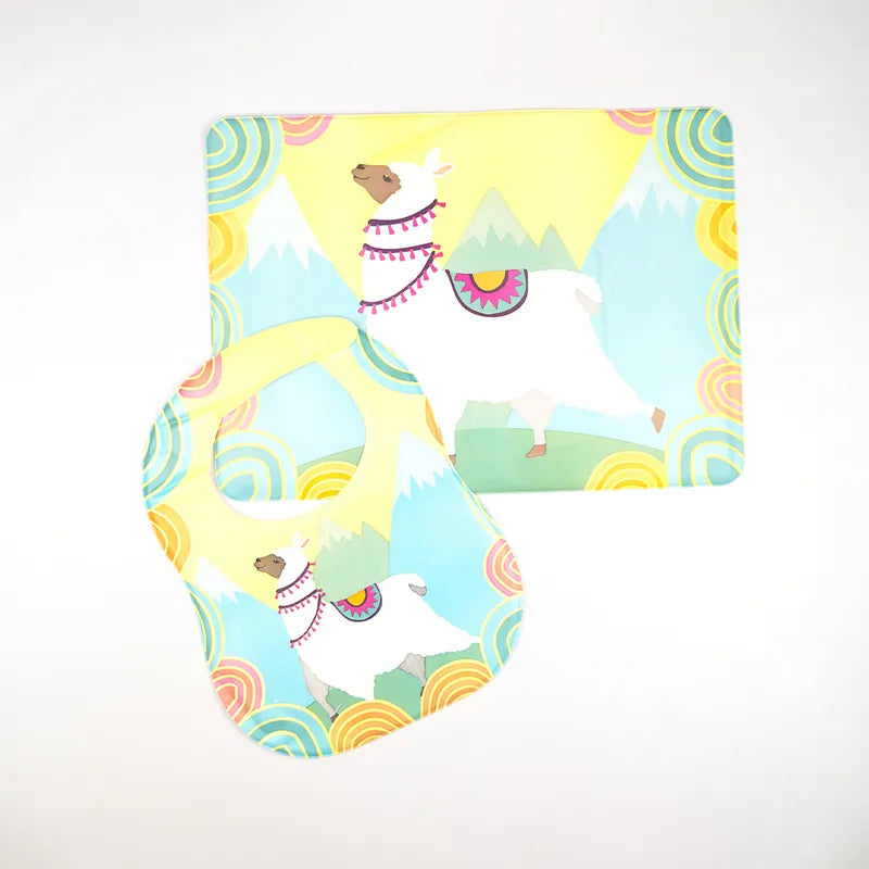 SUN BABY BIB+PLASTIC SHEET SHEEP CYAN