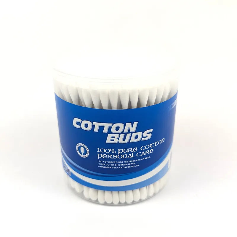 TOPTIP 200PCS COTTON BUDS WOOD ROUND BOX