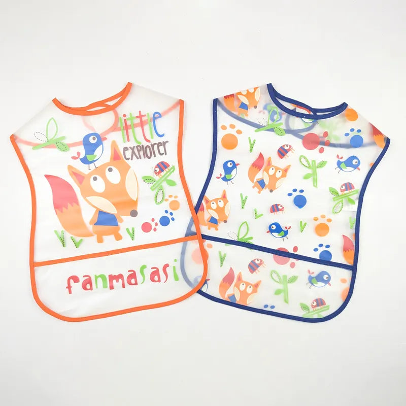 TU BRAND IMPORTED 2 PIECE BABY FEEDING BIB SET FOX DESIGN WATERPROOF