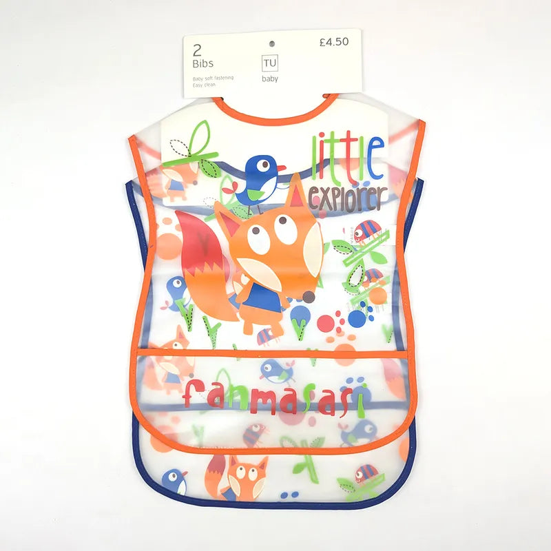 TU BRAND IMPORTED 2 PIECE BABY FEEDING BIB SET FOX DESIGN WATERPROOF - image 2
