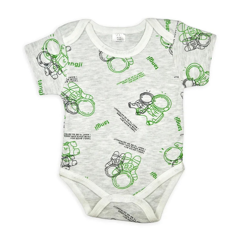 Multicolour baby bodysuits with astronaut and mixed prints, pack of 4, image 2