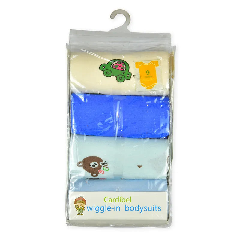 Additional view of multicolour cotton baby bodysuits with bear and mixed prints from the pack of 4