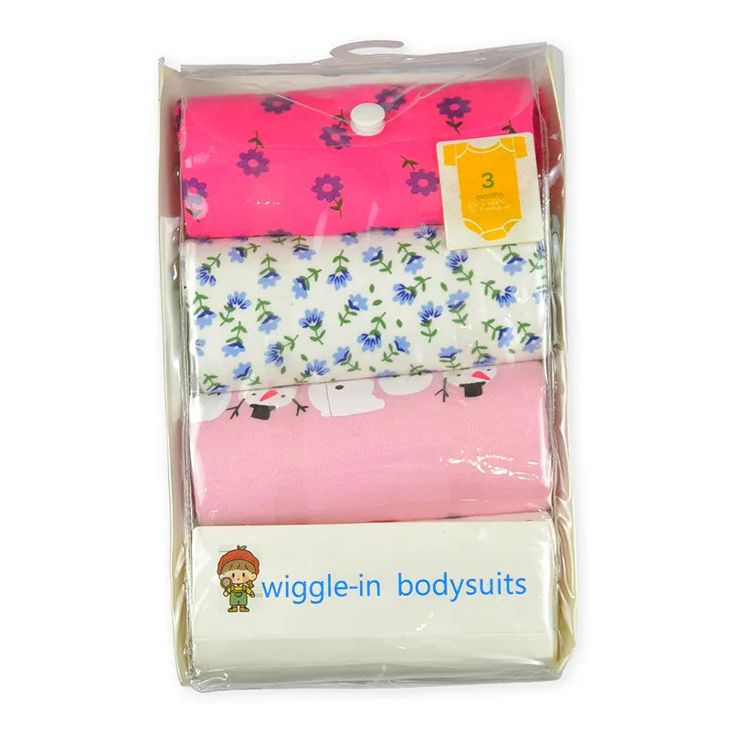 Additional view of multicolour cotton baby bodysuits with cherry and mixed prints from the pack of 4