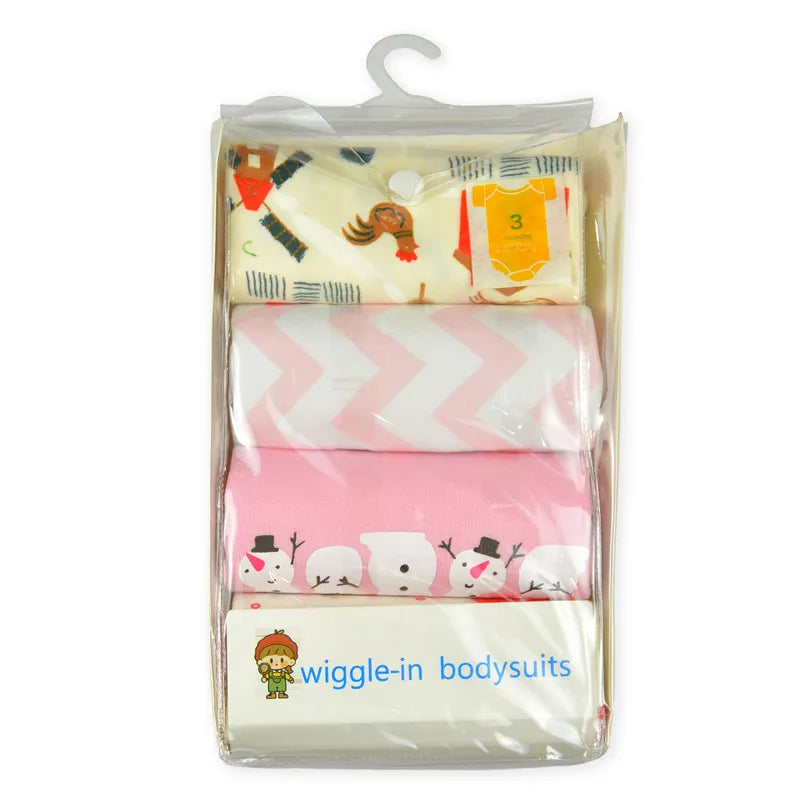 Additional view of multicolour baby bodysuits with chicken and mixed prints from the pack of 4