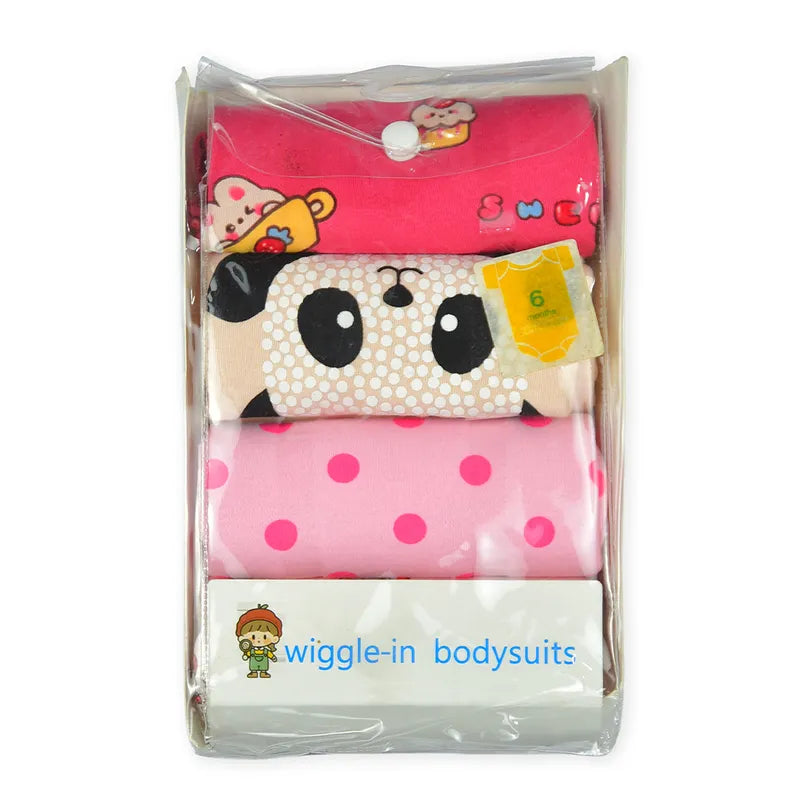 Additional view of multicolour baby bodysuits with panda and mixed prints from the pack of 4