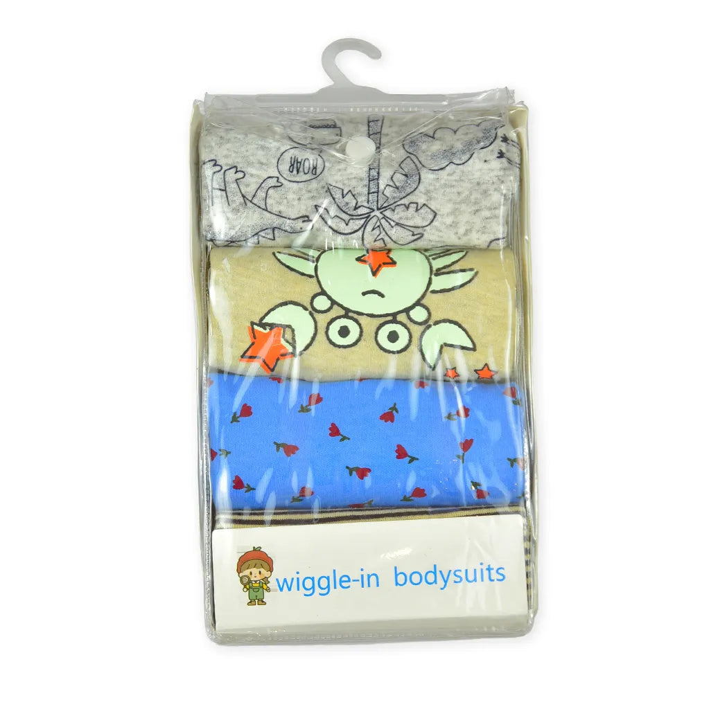 Multicolour cotton baby bodysuits with rose and mixed prints, pack of 4, image 3