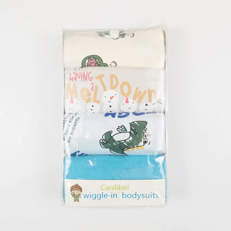 Additional view of multicolour baby bodysuits with snowman and mixed prints from the pack of 4