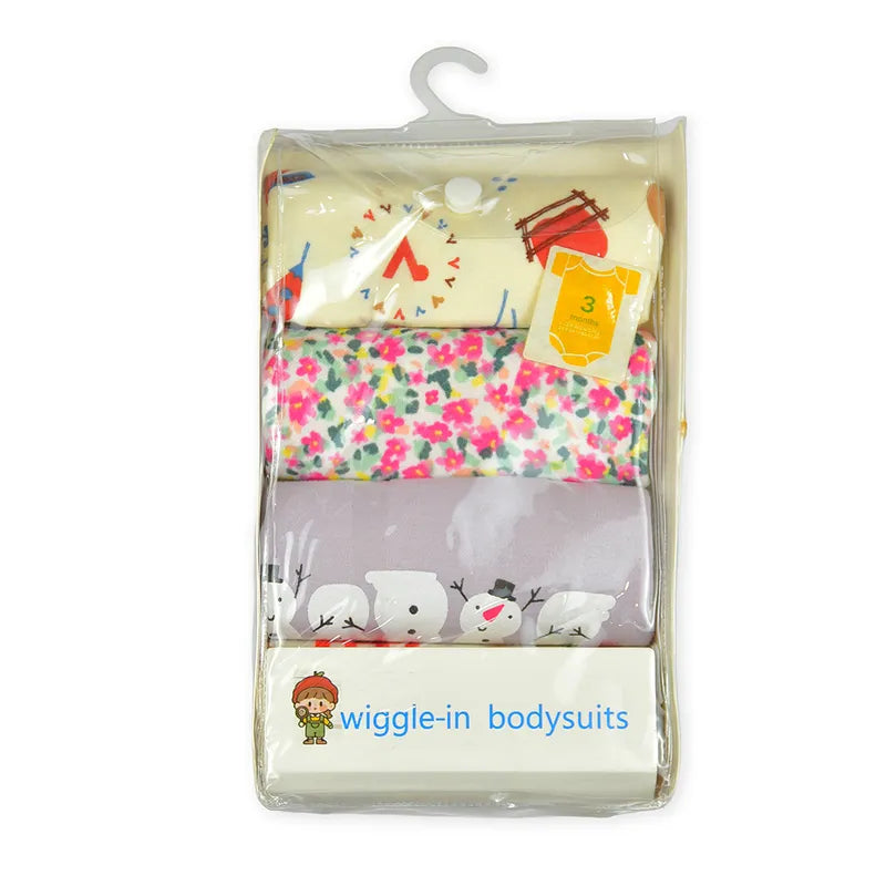 Additional view of multicolour cotton baby bodysuits with vegetable and mixed prints from the pack of 4