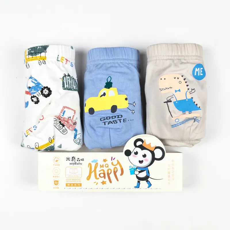 UNISEX HAPPY UNDERWARE CAR AND MIX PRINT 3PCS BOX