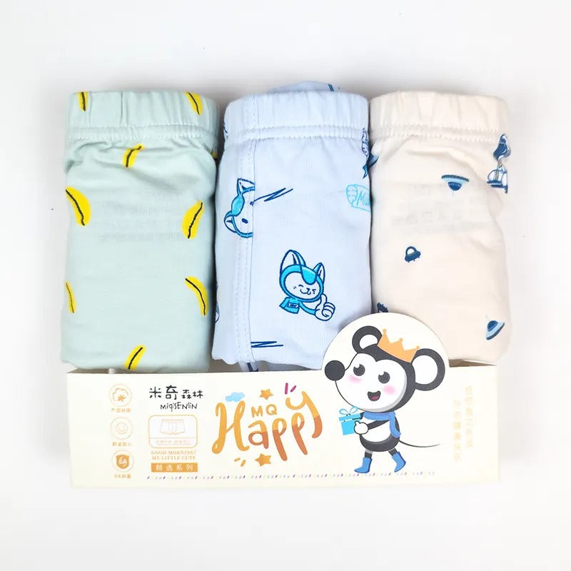 Unisex Happy Underwear Cat & Mix Print 3pcs Box