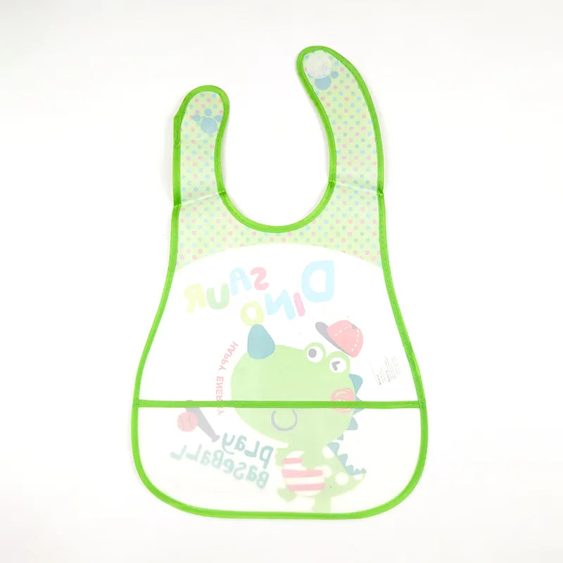 WATERPROOF BABY APRON BIB DINOSAUR PRINT WITH GREEN - image 2