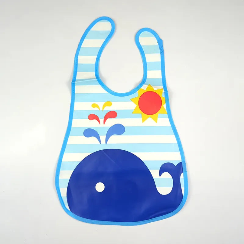 WATERPROOF BABY APRON BIB DOLPHIN PRINT WITH BLUE