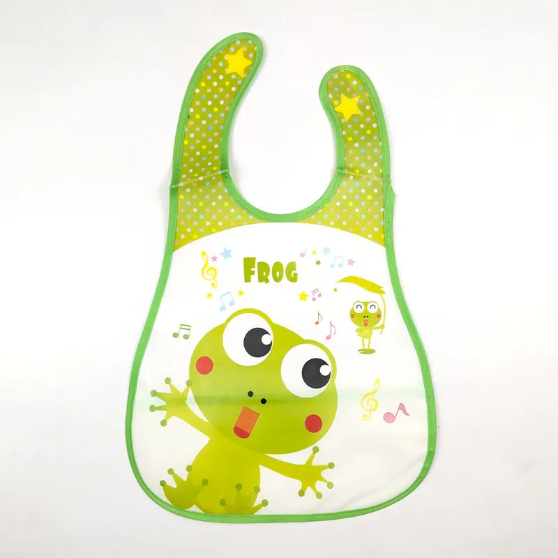 WATERPROOF BABY APRON BIB FROG PRINT WITH GREEN