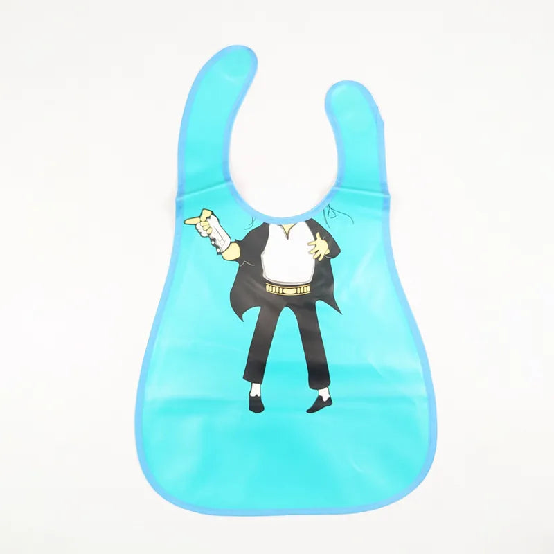 WATERPROOF BABY APRON BIB POP STAR PRINT WITH TEAL GREEN